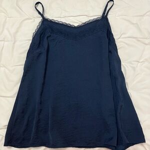 CAbi Navy Chemise With Lace Accent